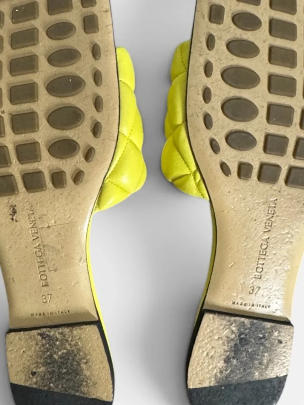 Bottega Veneta Padded Flat Slides Pear Yellow Quilted Leather Sandal EU 37 US 7 - Picture 7 of 16